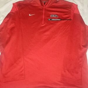 Nike Ole Miss Rebels Red Dri-FIT Quarterzip Pullover